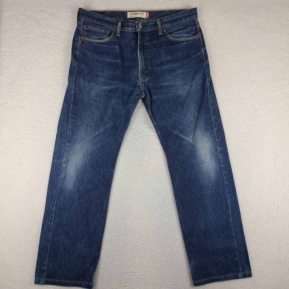 Levi's 505 Jeans Mens 38x32 Blue Regular Fit Straight Leg‎ Dark Wash Denim